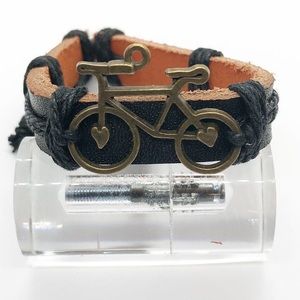 Black leather bracelet.